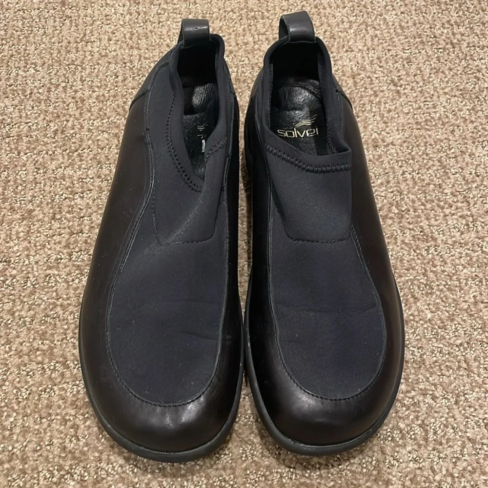 Solvei Black Slip-On Comfort Walking Shoes Size 37 Stretch Casual Sneakers